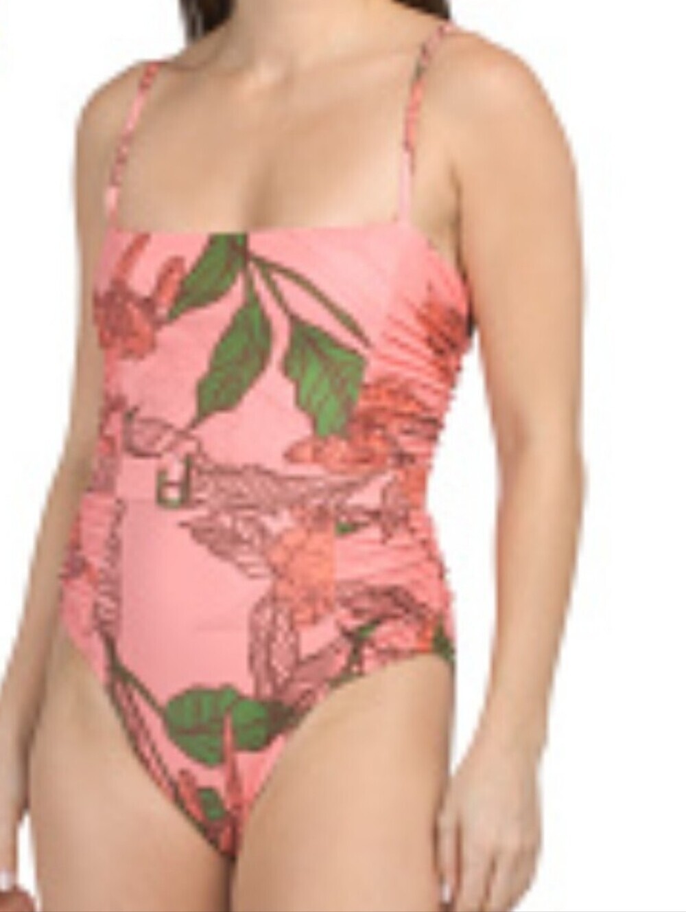New Hutch Jenny Floral Print Squareneck Ruched Side One-Piece Swimsuit Large NWT